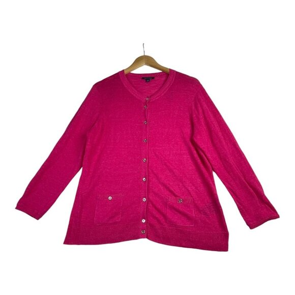 Tommy‎ Hilfiger Button Down Cardigan size Large Hot Pink - Picture 1 of 6